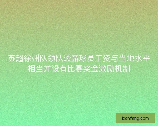 苏超徐州队领队透露球员工资与当地水平相当并设有比赛奖金激励机制 苏超徐州队领队透露球员工资与当地水平相当并设有比赛奖金激励机制